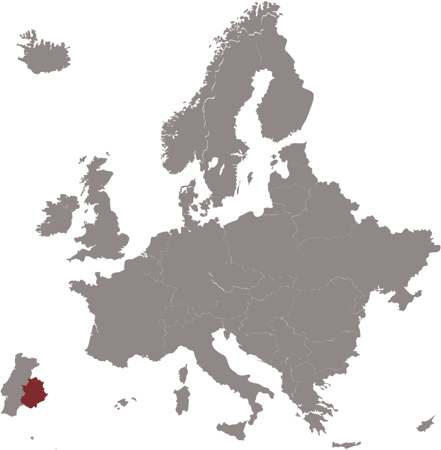 Mapa de Europa - Localización de Extremadura
